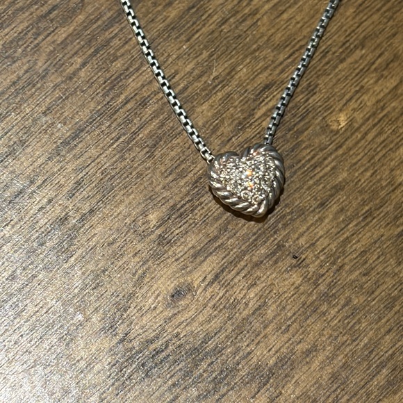 David Yurman Sterling/ Diamond Pave Heart Bracelet/ Pendant Set - Picture 5 of 11